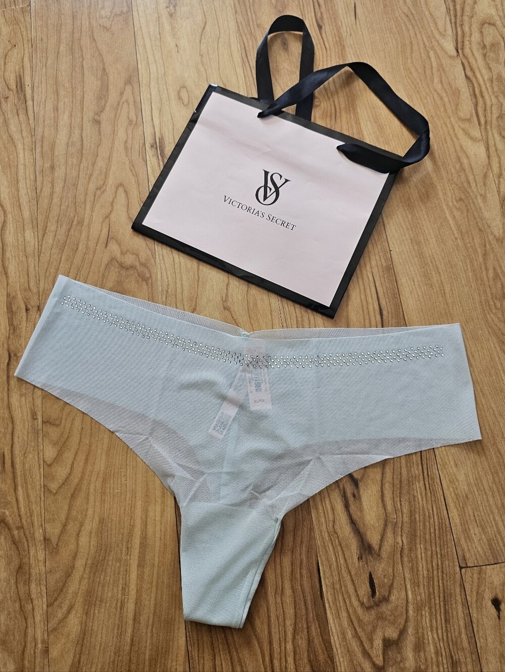 VS Light Blue Rhinestone Thong